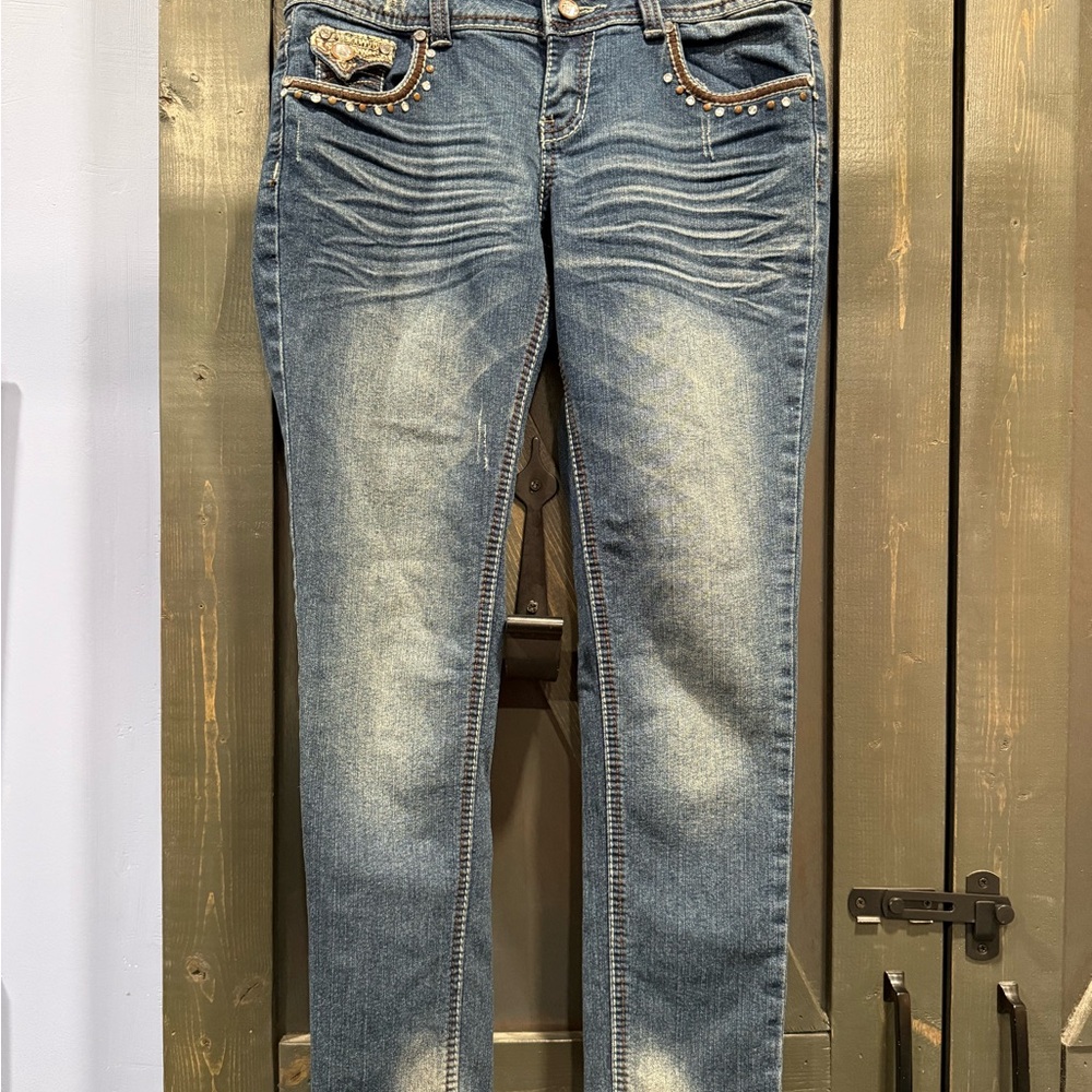 Deja Blue Studded Blue Skinny Jeans